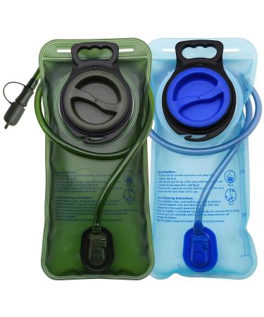AYQWE Hydration Bladder, 2 Pack 2 Liter Water Reservoir, Leak Proof Water Bladder Hydration Pack, BPA Free Large Opening Military Water Storage Bladder Bag, for Cycling Hiking Camping Hunting Running