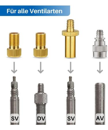 HiLo Sports Set of 5 Bicycle Valve Adapters for DV SV AV - Ideal for Air Mattresses & Balls | International Shipping - Buy Online on GoSupps.com