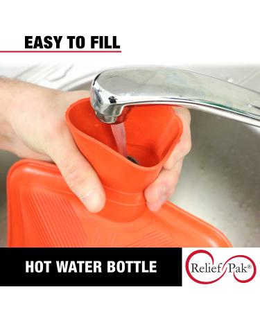Classic Red Rubber Hot Water Bottle - 2 Quart Capacity for Pain Relief from Headaches, Cramps, Arthritis, Back Pain, Sore Muscles & Injuries - Buy Online on GoSupps.com