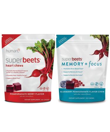 HumanN SuperBeets Heart & Mind Bundle, Heart Chews and Memory + Focus Chews - Buy Online on GoSupps.com