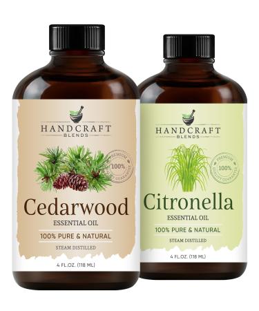 Handcraft Blends Backyard Guardian Set: Citronella and Cedarwood Essential Oils (2 x 4 Fl Oz) 100% Pure & Natural for Diffuser Aromatherapy and DIY Projects