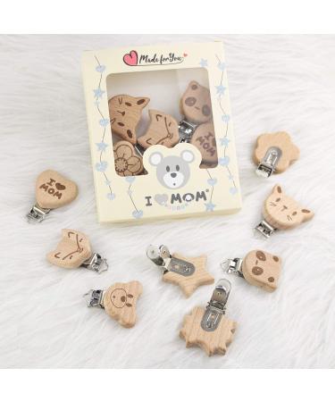 Artestar 8-Piece Wooden Animal Pacifier Clip Set | Baby & Children Accessories | Secure and Stylish Pacifier Chains - Buy Online on GoSupps.com
