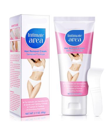 Hair Removal Cream Bikini Area 60g Intimate Hair Removal Cream for Genitals Sensitive Skin Bikini and Legs Arms Underarm Area for Women Fast and Painless Depilation