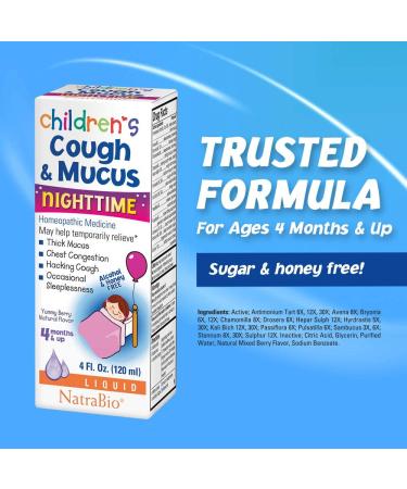 Buy NatraBio Children's Cough & Mucus NightTime - Alcohol-Free Berry Flavor (4 fl oz) - Buy Online on GoSupps.com