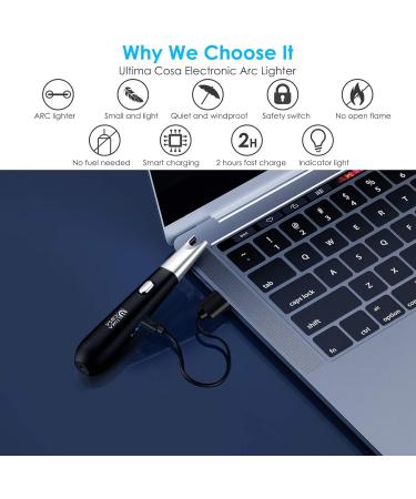 Ultima Cosa Electronic Candle Lighter Arc Windproof Flameless USB Rechargeable Lighter with Safe Button for Home Kitchen Candles Fireplace Kitchen Survival Camping BBQ Stove - Buy Online on GoSupps.com