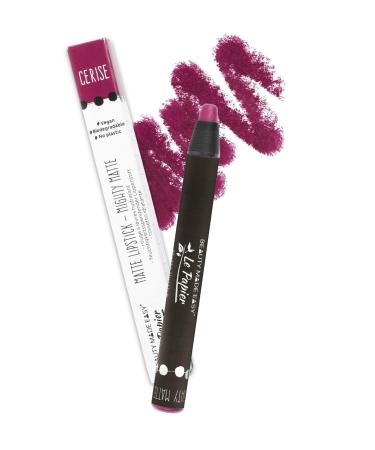 Beauty Made Easy Le Papier moisturising matte plastic-free vegan lipstick with shea butter Mighty Matte CERISE