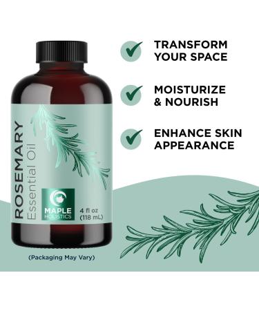 Pure Rosemary Essential Oil 4oz - Undiluted for Hair, Skin, Nails - Aromatherapy and Scalp Care - Buy Online on GoSupps.com