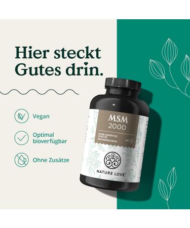 Buy Nature Love MSM 2000mg with Vitamin C - 365 Tablets Vegan German Quality No Additives - Compact Powder for Maximum Absorption - Buy Online on GoSupps.com