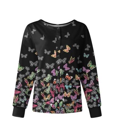 Tunic ladies casual top collar pullovers Business Long arm overside casual sweaters women's blouse loose long tunic t shirt blouse elegant sweatshirt black l