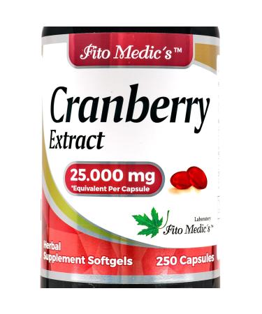 FITO MEDIC'S Lab - Cranberry Pills in 250 Gels caps - Ultra high Absorption-Supports Urinary Tract Health-for Women and Men.