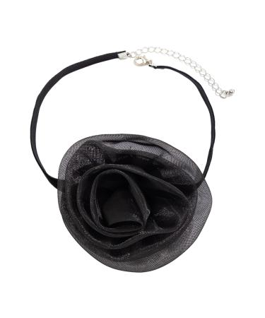 Oralgo's necklace with 3D rose trailer versatile collarbone chain fashionable simulated flower collar rose-shaped accessory fabric