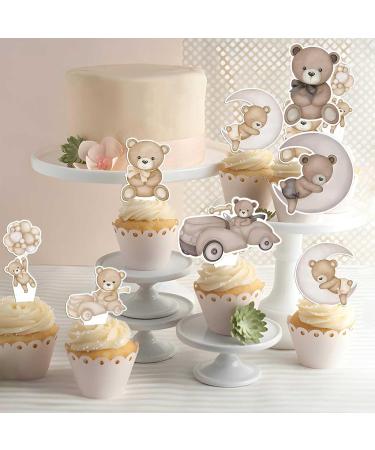 Zliisang 49PCS Blue We Can Bearly Wait Baby Shower Decorations Bear Cupcake Toppers (Brown) - Buy Online on GoSupps.com