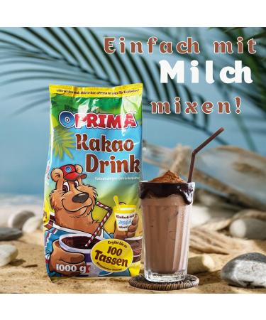 OPRIMA Cocoa powder drink 1kg about 100 cups chocolate to drink per sachet instant soluble powder easy to mix with milk ready to drink - Buy Online on GoSupps.com