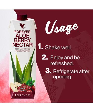 Forever Living - Aloe Berry Nectar 90.7% Pure Aloe Vera Gel with Cranberries and Apples No Added Preservatives 1L (Pack of 1) - Buy Online on GoSupps.com