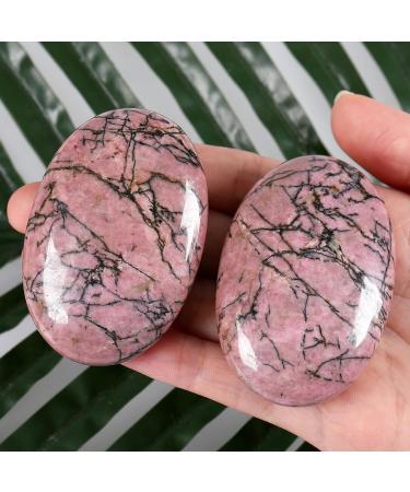 Xiannvxi Rhodonite Crystal Stone - Polished Oval Palm Pocket Massage & Reiki Healing Gemstone - Natural Worry Stone (1pc) - International Shipping - Buy Online on GoSupps.com