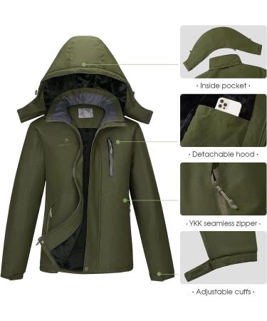 CAMEL Men's Winter Ski Jacket | Waterproof Snow Coat with Hood | X-Large Army Green - Buy Online on GoSupps.com