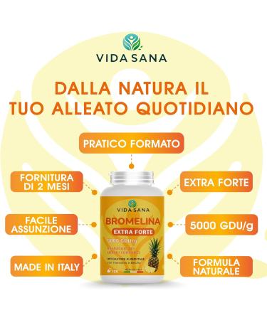 jasa srls Bromelina 5000 GDUg with dandelion natural food supplement with high titration for fluid drainage and cleaning function 120 capsules - Buy Online on GoSupps.com