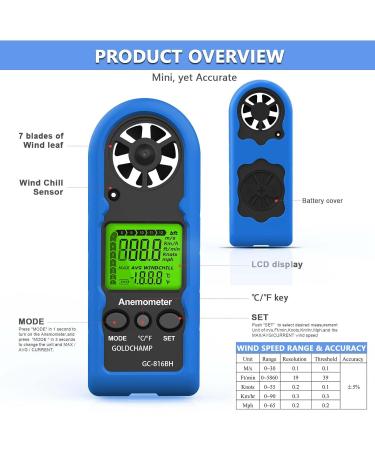 Windometer Digital Anemometer - LCD Wind Speed Meter for Sailing Windsurfing & Fishing | Accurate Air Flow Gauge with Backlight - Model 1-816BH - Buy Online on GoSupps.com