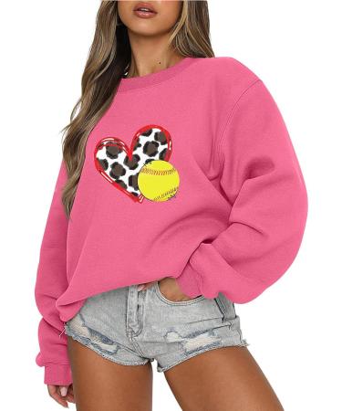 Yihaojia Womens Graphic Oversized Crewneck Sweatshirts Long Sleeve Drop Shoulder Football Sweatshirts Casual Pullover Top Pink#59 XX-Large - Buy Online on GoSupps.com
