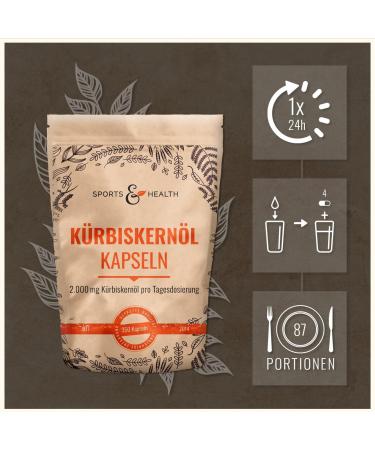 Premium Pumpkin Seed Oil Capsules - 350 High-Dose Softgels | 2000mg Daily with Vitamin E for Optimal Health - Buy Online on GoSupps.com