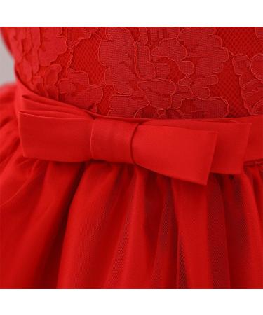 FYMNSI Baby Girl Baptism Christening Dress with Lace Floral Embroidery | Formal Party Wedding Gown for 9-12 Months | Red - Buy Online on GoSupps.com