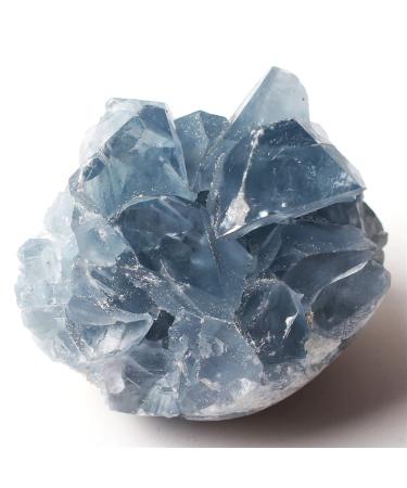 Natural Crystal Rough 1Pc Natural Blue Celestite Crystal Druzy Cluster Sky Blue Geode Specimen from Madagascar (Color : Cluster 200-300g)