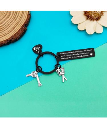 Dabihu Hairdresser Keyring Gifts Appreciation Gifts Keychain for Hair Stylist Cosmetician Hair Barber Beautician Graduation Salon Barber Colleague Christmas Retirement Gifts Black- Thank You for Giving 100% Everyday - Buy Online on GoSupps.com