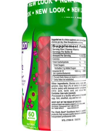 VitaFusion B-12 Gummy Vitamins - Energy Support, 1000 mcg, Raspberry Flavor, 60 Count - Buy Online on GoSupps.com