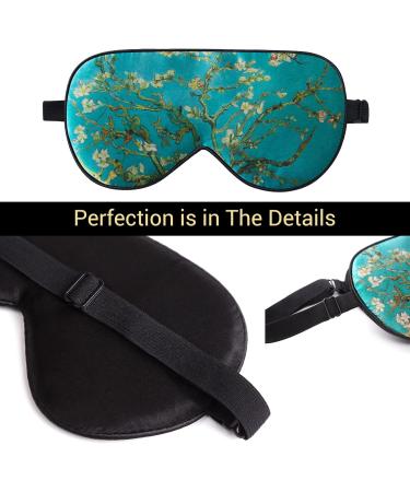 LaCourse 100% Natural Mulberry Silk Sleep Eye Mask for Women - Green Floral | Adjustable 19 Momme Organic Silk | Includes 4 Pairs of EarPlugs and Travel Pouch - Buy Online on GoSupps.com