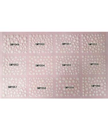 Frcolor 12 Sheets 3D Nail Stickers Christmas Snowflake Nail Art Stickers Nail Art Slices Glitters DIY Decorations