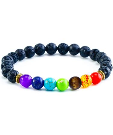 5 Pieces Howlite Lava Rock Stone Bracelets - Essential Oil Diffuser Yoga Beads with Drawstring Bag - Natural Chakra Accessories for Couples - Buy Online on GoSupps.com