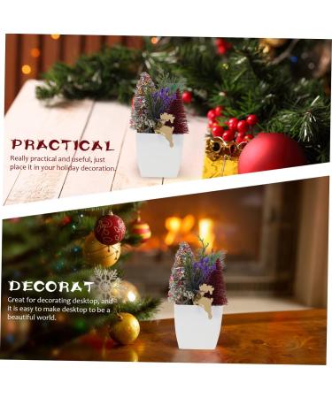 HOMSFOU 2pcs Christmas Simulation Potted Plant Artificial Plant for Desk Decor Festival Potted Plant Adornment Fake Christmas Plants with Fake Flowers Plastic Sisal Tree Outdoor Office Goldenx2pcs 21X11cmx2pcs - Buy Online on GoSupps.com