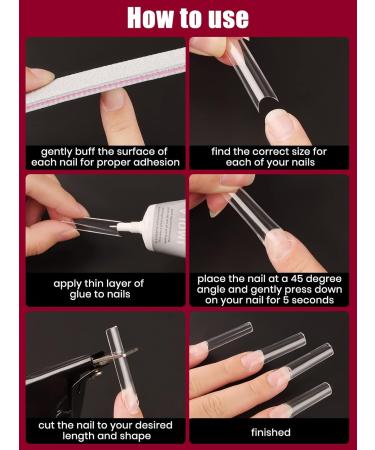 Kalolary Clear Extra Long C Curved False Nail Tips 400p Extra Long Nail Tips C/U Curve Half Cover False Nails French False Nail Tips with Box - Buy Online on GoSupps.com