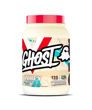GHOST WHEY Protein Powder Marshmallow Cereal Milk - 2lb 25g of Protein - Whey Protein Blend - Post Workout Fitness & Nutrition Shakes Smoothies Baking & Cooking - Soy & Gluten-Free