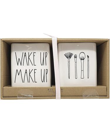 Rae Dunn Set of 2 Ceramic Brush Holders - Elegant Makeup & Wake Up Organizers in White | International Shipping Available - Buy Online on GoSupps.com