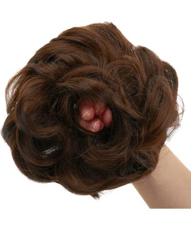 JJstar Messy Hair Bun Scrunchies for Women & Girls - Medium Brown Curly Wavy Synthetic Chignon Accessories - Buy Online on GoSupps.com