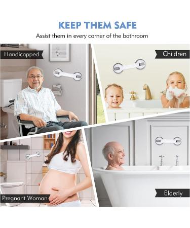 12-Inch Grab Bars for Bathtubs and Showers with Suction Cup Holders - 2 Pack Gray - Bathroom Safety Bars for Seniors, Elderly, Handicap - Shower Chair Bench Handle - Buy Online on GoSupps.com