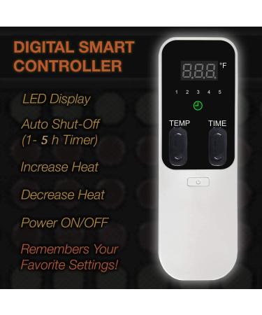 Far Infrared Heating Pad Mat for Back, Neck, Shoulders, Cramps - Pain Relief with Natural Jade and Tourmaline - Auto Shut Off, Smart Timer, Heat Settings - 28 x 17.3 - AC Powered - 1 Count - Buy Online on GoSupps.com