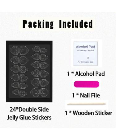 DOCVOEOMH Short Square Black Grey Cool Fake Nails - Fashion Ink Smudge Design, Acrylic Glue on False Nail - 24 PCS Gift Set for Women - Buy Online on GoSupps.com