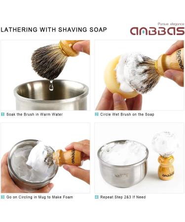 Anbbas Badger Hair Shaving Brush with Black Holder - High-Quality Wooden Handle for Men's Shaving | International Shipping Available - Buy Online on GoSupps.com