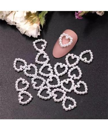 100 Pcs White Heart Pearls Nail Charms - Acrylic 3D Nail Art for Manicure & DIY Crafting - Buy Online on GoSupps.com