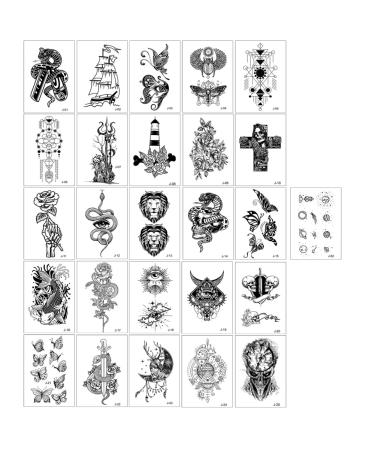 Realistic 52 Sheet Temporary Tattoos for Men & Women - Waterproof and Long Lasting Black Tattoo Stickers - Body Art for Face, Hand, Arm, Neck, and Leg - Buy Online on GoSupps.com