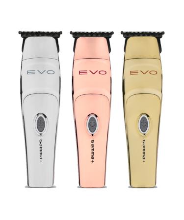 GAMMA+ Evo Magnetic Motor Cordless Hair Trimmer with Customized Lids and Axis Shields in Chrome, Gold, Rose Gold, 3 Guards, Black Diamond Carbon DLC Blade