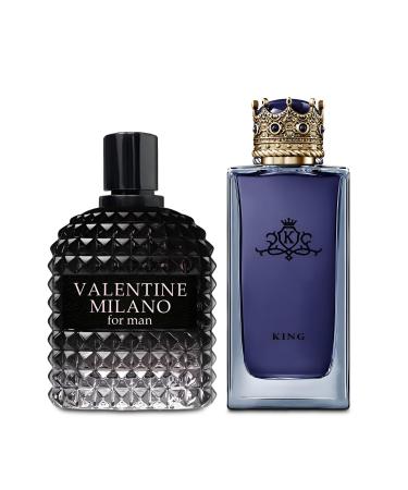 SavageExt/King 2PCS Eau De Toilette for Men-Fresh Romantic Scent Perfume for Men 3.4 Fl Oz Each Mens Cologne For All Skin Daily Used Valentine/King