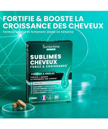 Santarome - Sublimes Cheveux Force & Croissance - Hair & Nail Growth Food Supplement - Vitamins B6 B8 Rocket Blueberry - 30 tablets - 1 month - France - Buy Online on GoSupps.com