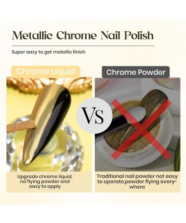 Buy Mizhse Gold Metal Powder Liquid Nail Chrome Glitter - 10ml Golden Nail Gel & Mirror Polish for Stunning Nails - Buy Online on GoSupps.com