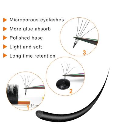 Self-Fleeled Easy Fan Lashes | Volume Technology | C D Curl | Individual Length Black 10mm | .03 .07 .10 | Wimpernextension - Buy Online on GoSupps.com