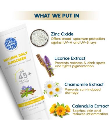 The Moms Co. Mineral Sunscreen for Women & Men with 25% Zinc Oxide | SPF 45+ PA++++ | Non-Greasy | Protection from UVA & UVB | No White Cast | Dermatologically Tested- 50 Gm - Buy Online on GoSupps.com