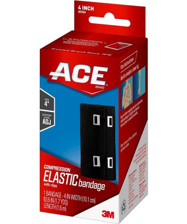 ACE 4 Elastic Bandage with Clips - Black | Ideal for Leg, Shoulder & More | 1 Count - Buy Online on GoSupps.com