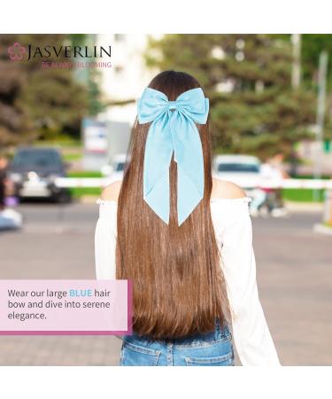 JASVERLIN Baby Color Stain Hair Bow Clips Set - Soft Silky Ribbons with Long Tail Barrettes for Women Girls - 3 Pcs (Blue/Pink/Lilac) - Buy Online on GoSupps.com